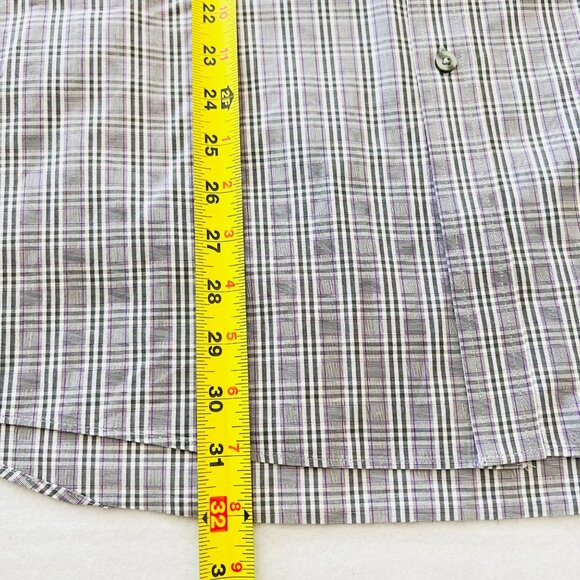 Michael Kors Men's Plaid Long Sleeve Button-Up Grey/Purple Shirt 16.5 34/35 NWOT - Picture 11 of 11